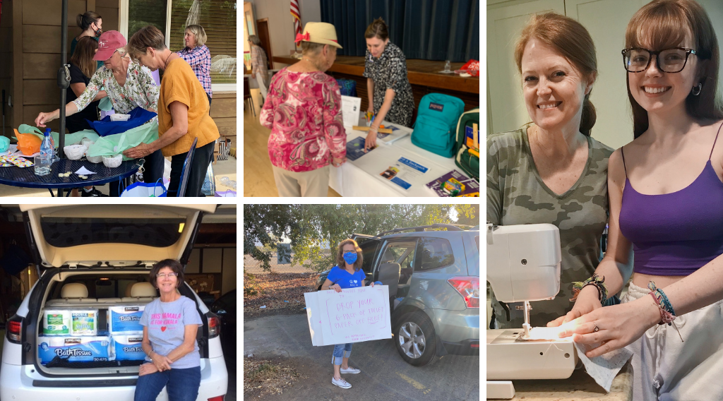 Photo collage of NCJW Sacramento volunteers at a community event