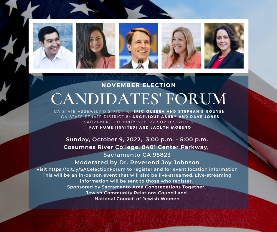 Event info for Candidates Forum showing images of candidates attending