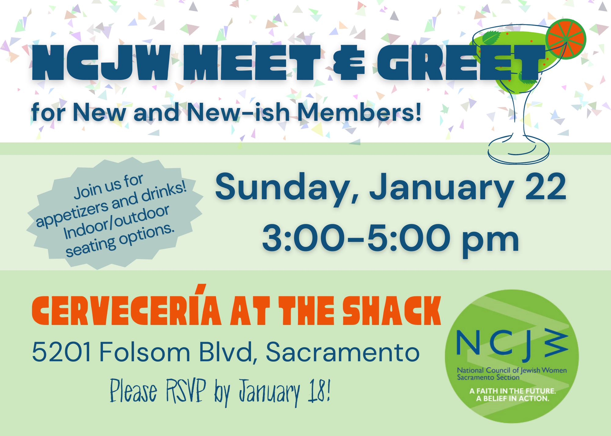 Meet and Greet event title, Sunday, January 22, 2023, 3:00 - 5:00 p.m.