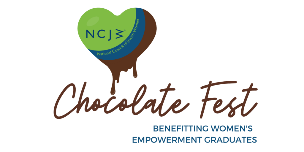 NCJW logo inside a heart-shaped chocolate, with the event title "Chocolate Fest"
