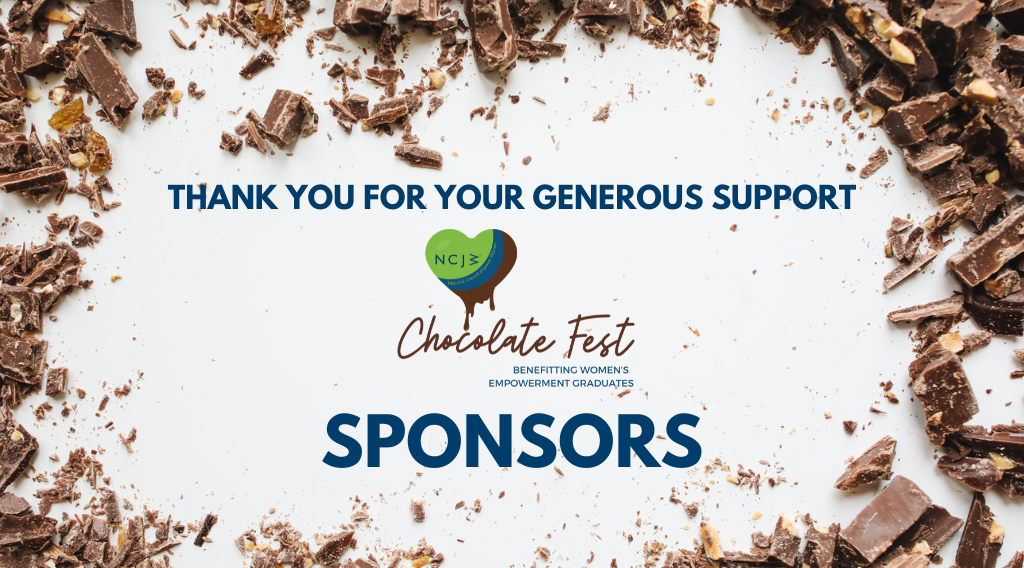 border with chocolate shavings with text in the middle stating thank you for your generous support Chocolate Fest Sponsors