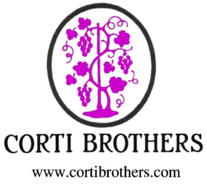 Corti Brothers logo with a purple grapevine and website address, www.cortibrothers.com