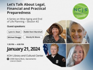 Image with event title, "Let's Talk about Legal, Financial and Practical Preparedness" with images of the four speakers.