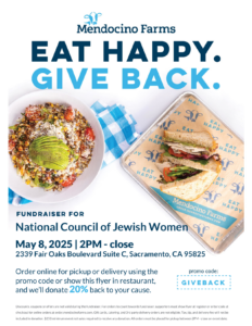 Fundraiser flyer with the headline "Eat Happy. Give Back".