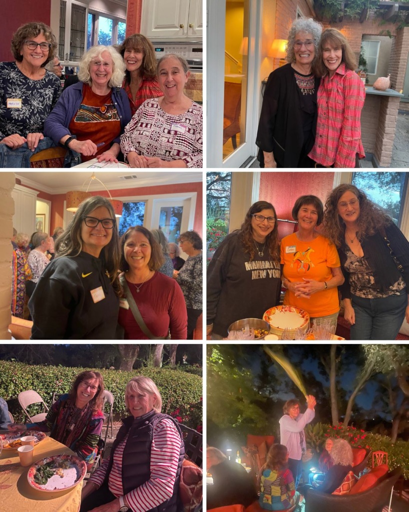Photo collage of women gathered together and smiling during the Rosh Chodesh gathering.